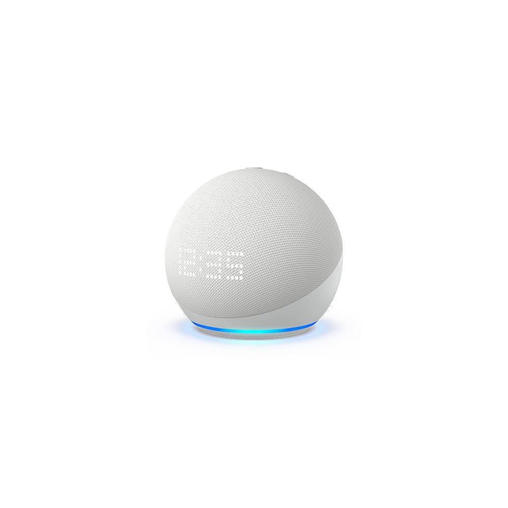 2022 Echo Dot 5th Gen Smart Speaker Clock | Glacier White